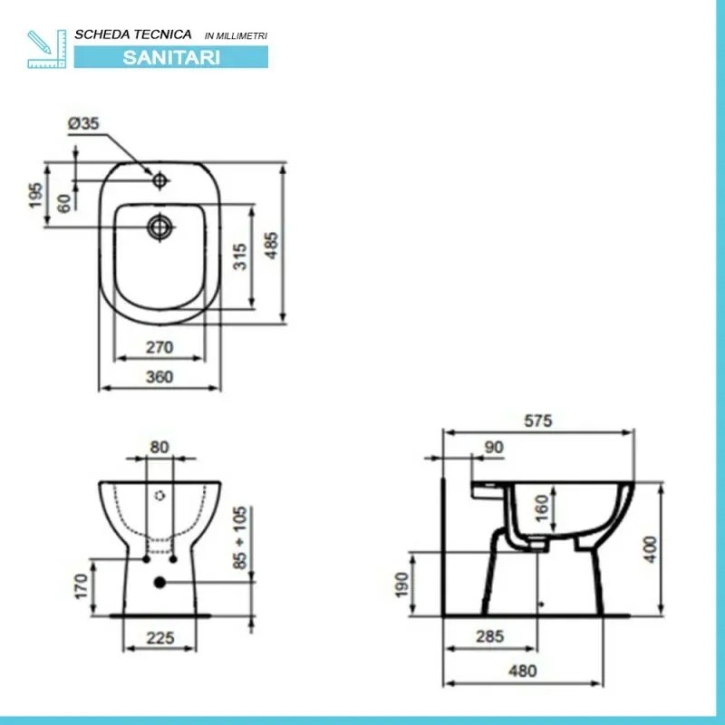Sanitari Ideal Standard tradizionali scarico a parete e copriwater originale I.Life A
