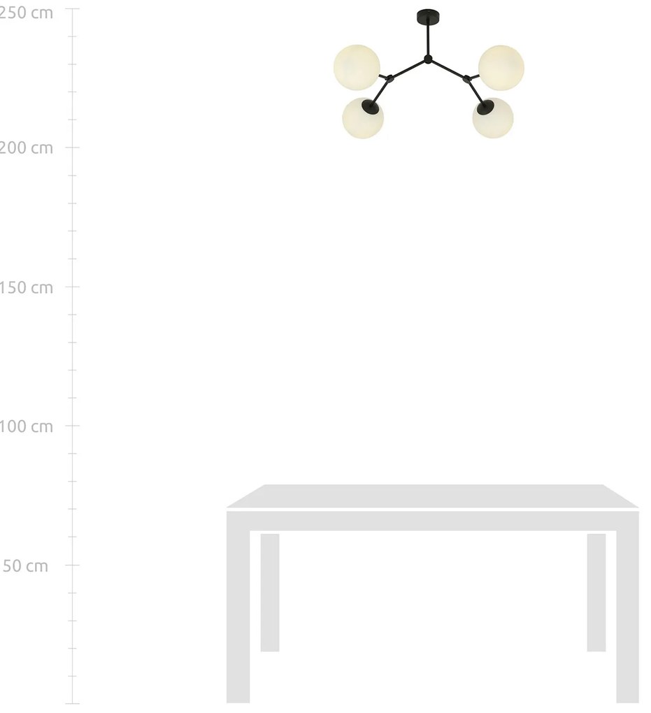 Plafoniera Minimal Iperione Acciaio Nero Bianco 4 Luci E14 Ip20