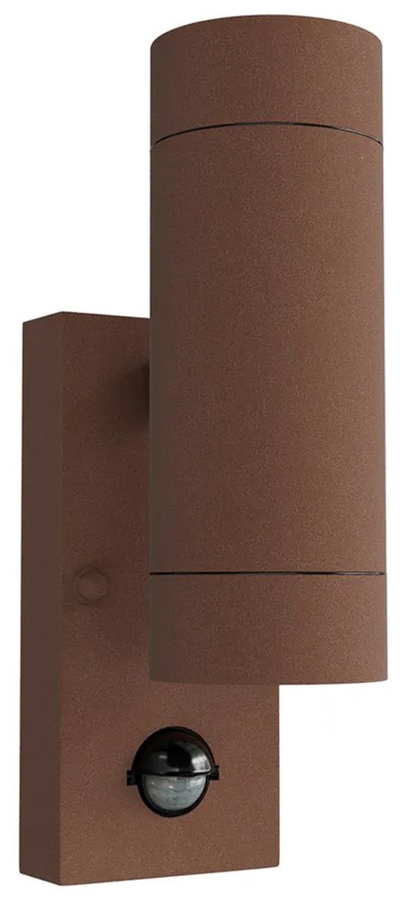 Applique Bidirezionale IP65 2xGU10 con sensore Movimento - Corten