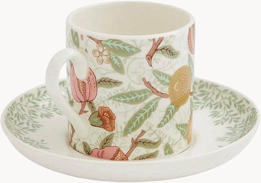 Set di 4 tazzine e piattini in gres Morris & Co.