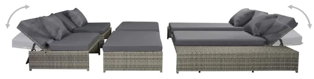 Set divani da giardino 5 pz con cuscini in polyrattan grigio