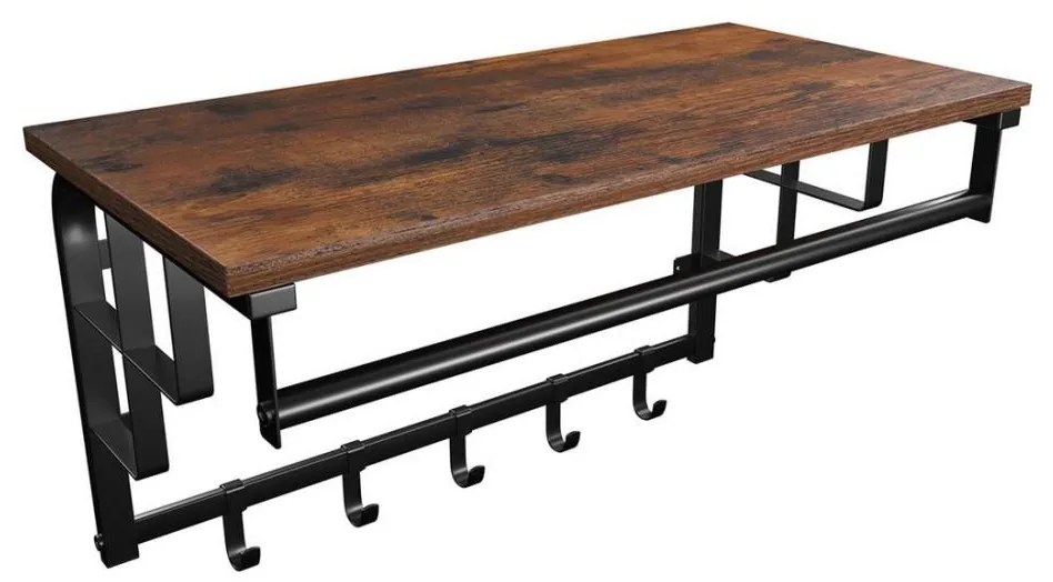 Appendiabiti a parete con ripiano NATE marrone/nero