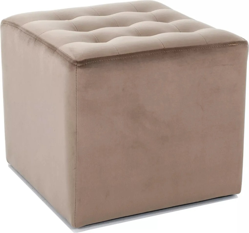 Pouf Lori Velvet in velluto beige scuro – 39x39x34 cm