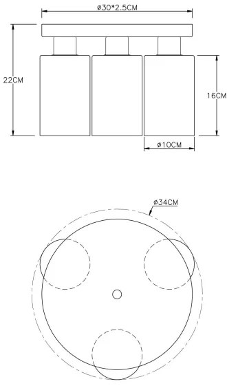 Globo 15465-3D - Plafoniera HADERA 3xE27/60W/230V