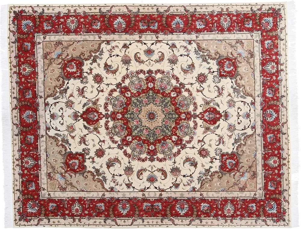Tabriz Tappeto 200 x 250 Rosso (Iran) Annodato A Mano