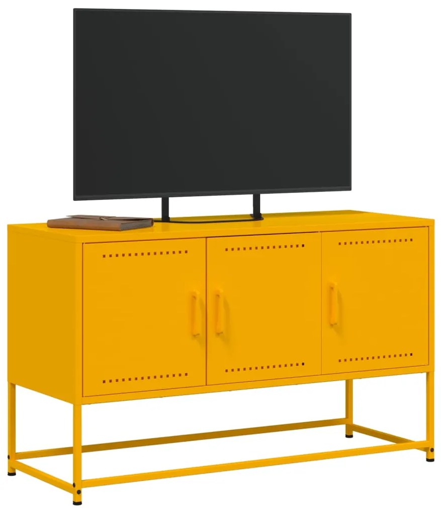 Mobile tv giallo senape 100,5x39x60,5 cm in acciaio