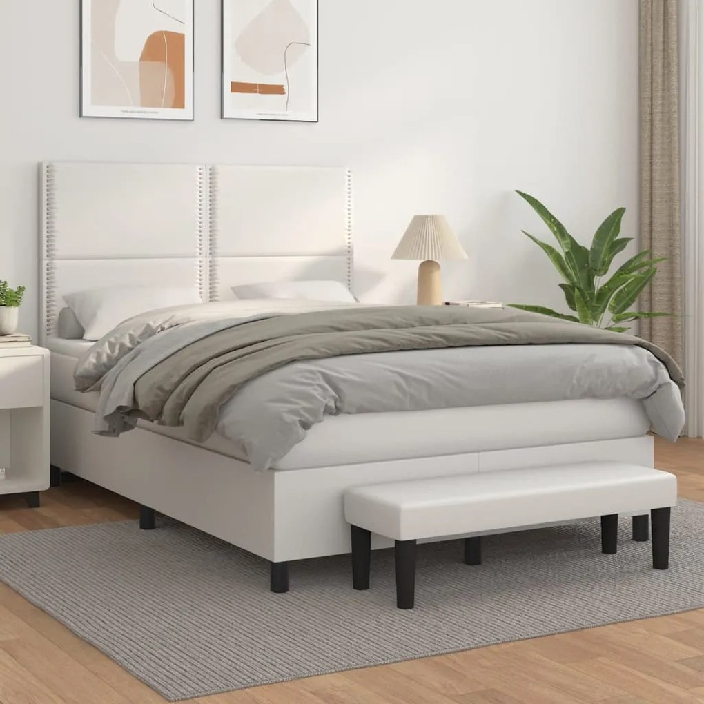 Giroletto A Molle Con Materasso Bianco 140x190 Cm İn Similpelle /