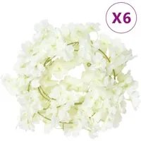 Ghirlande Fiori Artificiali 6 pz Bianco 180cm 359058