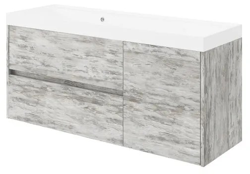 Mobile sottolavabo e lavabo Portofino per vasca centrale grigio antico in mdf L 120 x H 51 x P 40 cm, 1 anta 2 cassetti