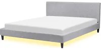 Letto 180 x 200 cm con rete a doghe in tessuto grigio con LED bianco contemporaneo