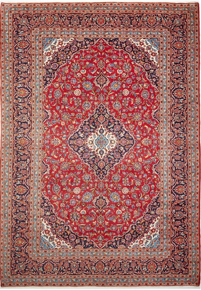 Kashan Tappeto persiano 250x360 Blu (Iran) Annodato A Mano