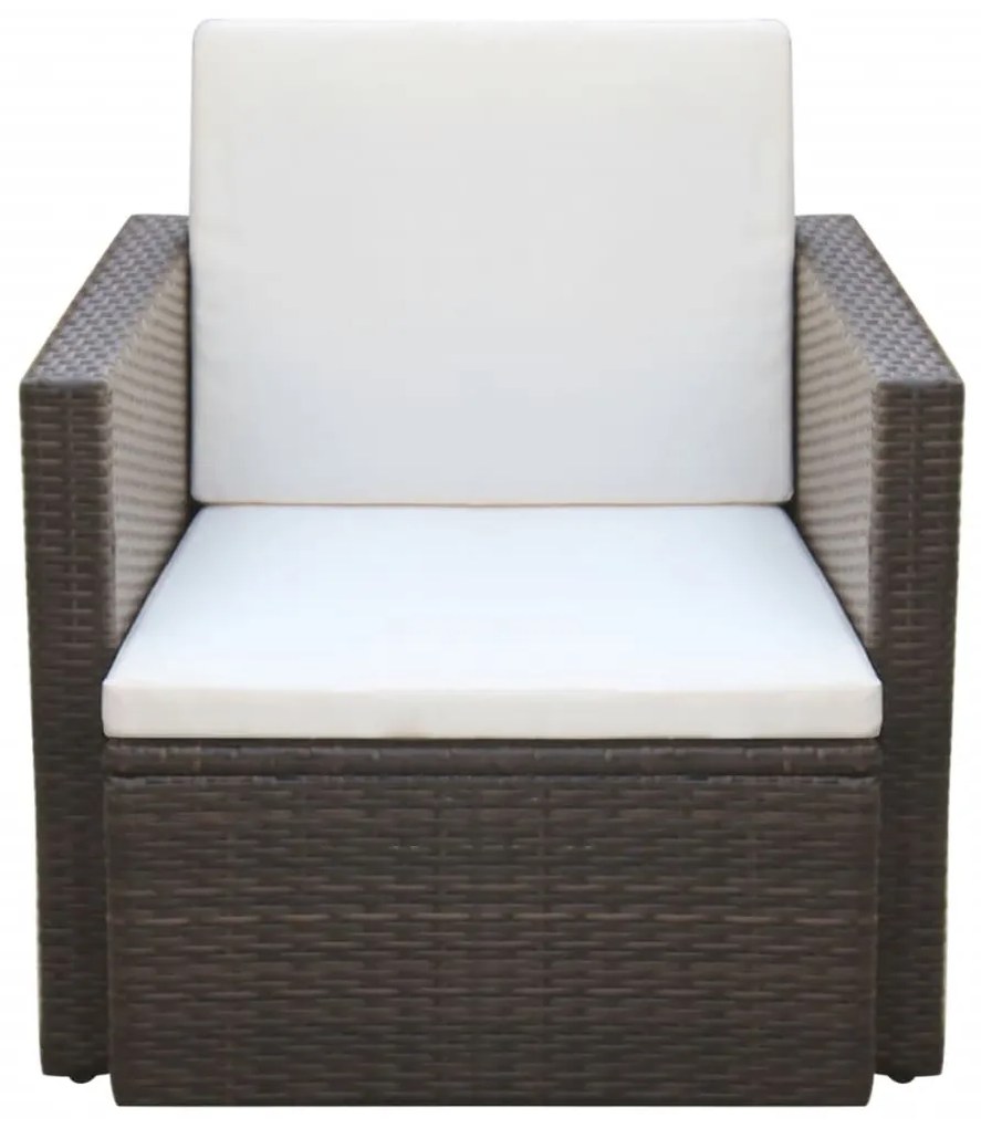 Sedia da giardino con cuscini in polyrattan marrone