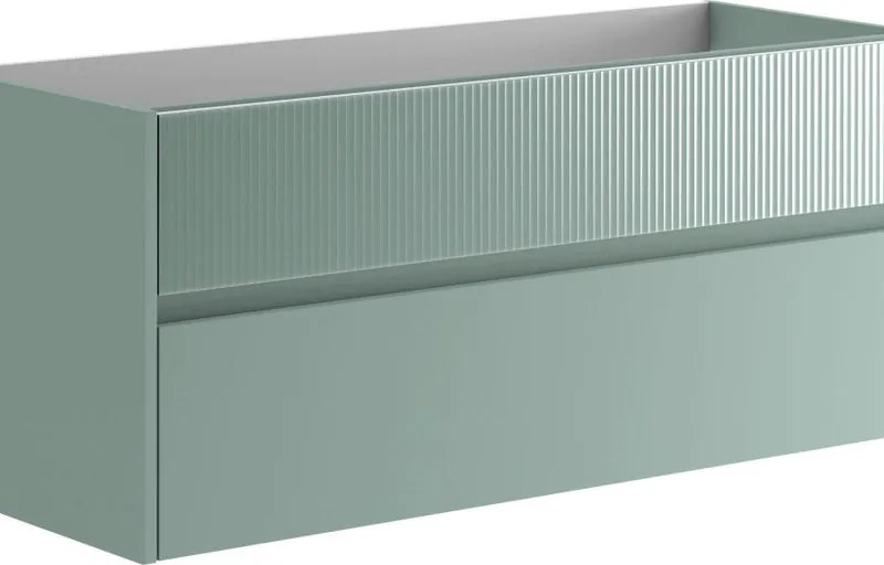 Mobile da bagno sospeso sotto lavabo Niwa 2 cassetti ideale per doppia vasca L119.5 x H50 x P45.5cm verde timo opaco cannettato