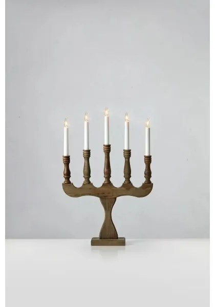Markslöjd 706280 - Candelabro natalizio SVANEHOLM 5xE10/3W/230V pino/marrone