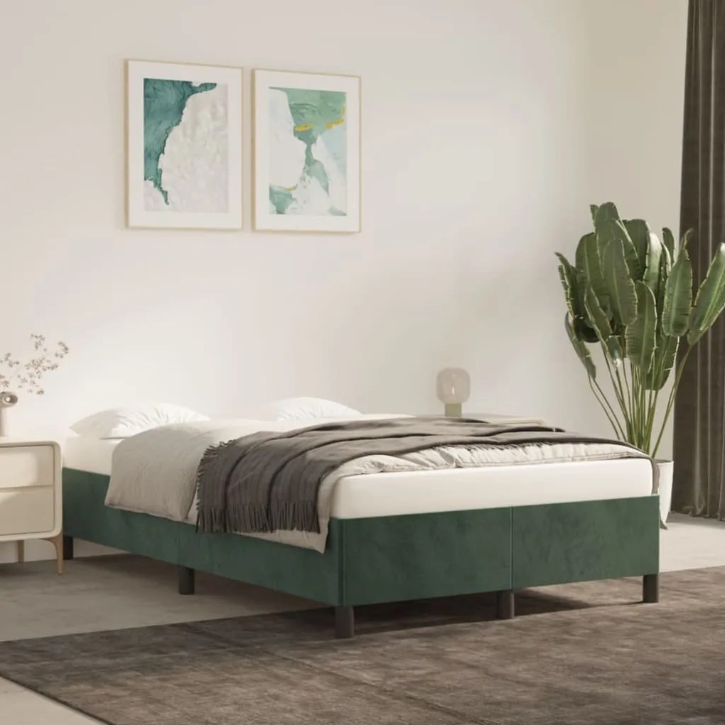 Giroletto Senza Materasso Verde Scuro 120x200 Cm İn Velluto /