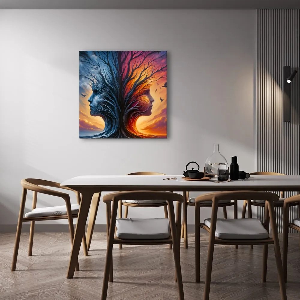 Quadro su tela – Volti nelle chiome dell’albero della vita