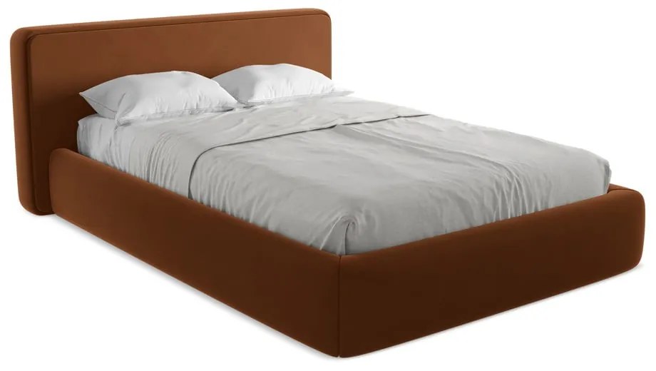 Letto matrimoniale imbottito in terracotta con contenitore con griglia 140x200 cm Kiana - Makamii