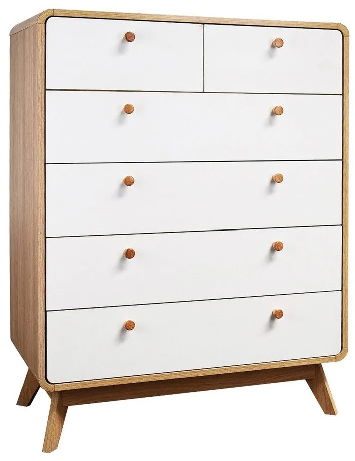 Cassettiera alta bianca con effetto rovere 81x104 cm Caitlin - Støraa