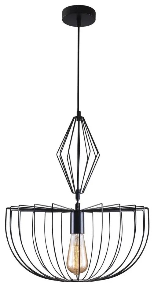 Lampadario a sospensione con filo JASMINA 1xE27/20W/230V diametro 40 cm nero