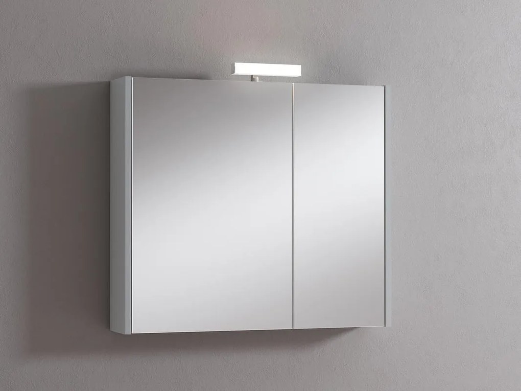 Pensile con luce Akira laccato lucido grigio chiaro L 80 x H 70 x P 15.5 cm