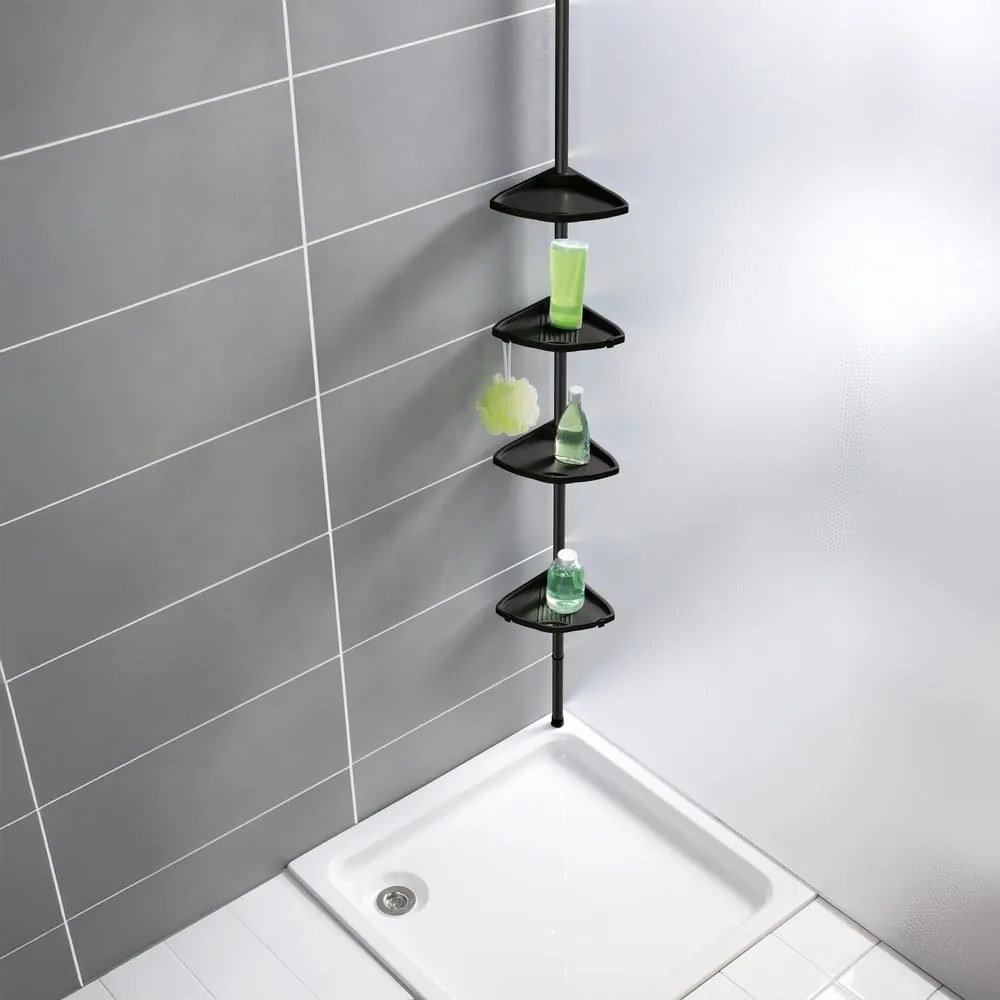 Mensola da bagno telescopica/ad angolo nera in plastica Compact – Wenko