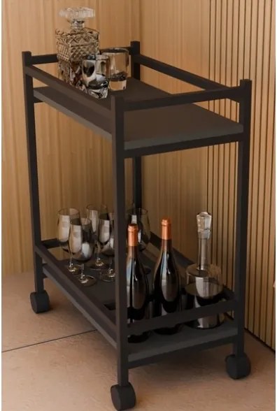 Carrello Portavivande Stile Industrial 60x34x76 Will Antracite