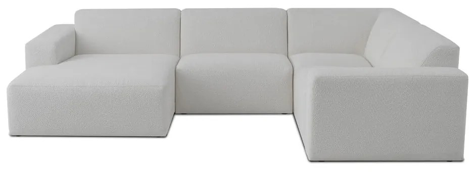 Divano angolare bianco in tessuto bouclé (a U) Roxy - Scandic