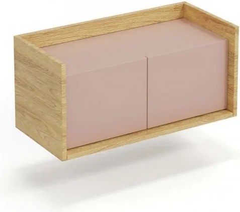 Comò modulare Mobius 2D in legno naturale/rosa - H36 cm
