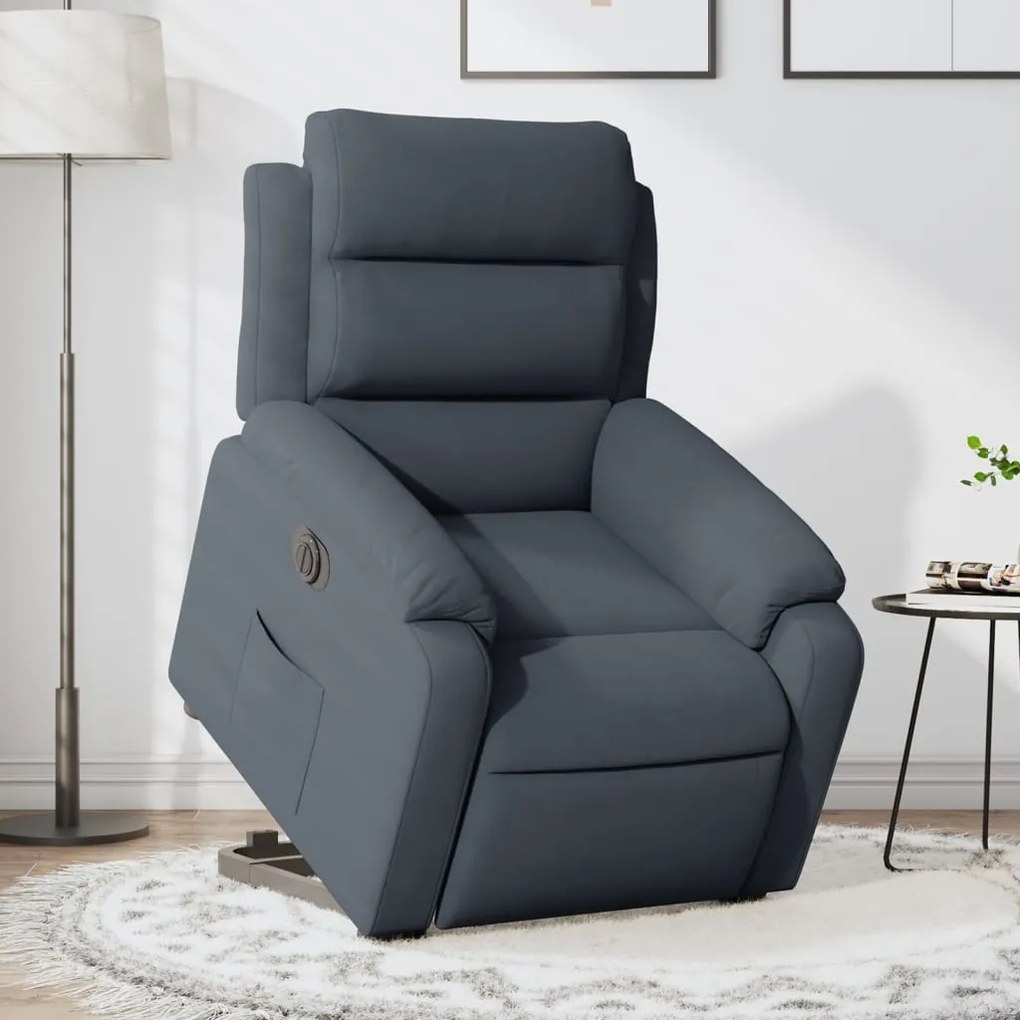 Poltrona Alzapersona Reclinabile Elettrica Grigio Scuro Velluto /