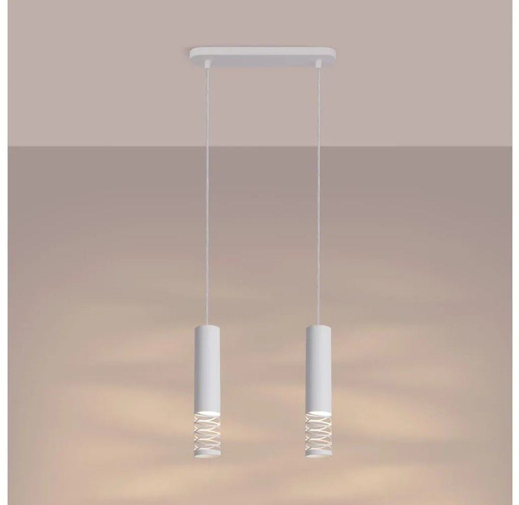 Sollux SL.1687 - Lampadario a sospensione con filo LAMI 2xGU10/10W/230V bianco