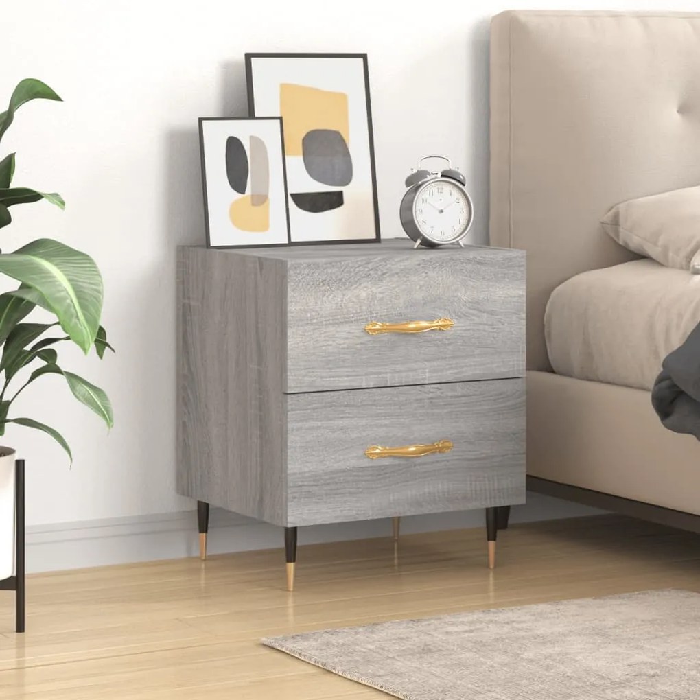 Comodino Grigio Sonoma 40x35x47,5 Cm İn Legno Multistrato /