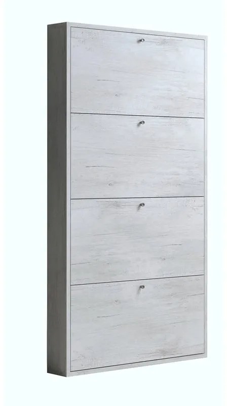 Scarpiera 4 ante L 73 x H 145 x P 15 cm 12 paia, grigio