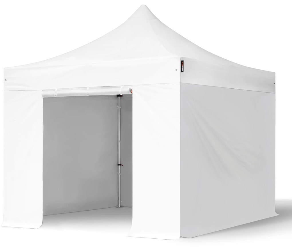 TOOLPORT 3x3m gazebo pieghevole PVC con laterali, PROFESSIONAL alluminio, bianco - (578686)