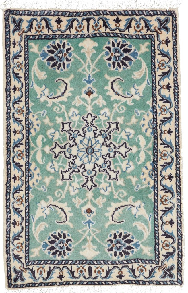 Nain Tappeto persiano 90 x 60 Verde (Iran) Annodato A Mano