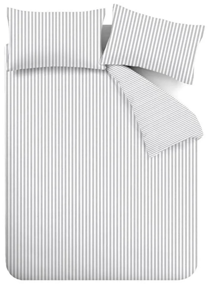 Set copripiumino e federa grigio in flanella per letto singolo 135x200 cm Stripe – Catherine Lansfield