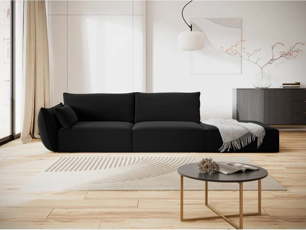 Divano nero con penisola a sinistra con rivestimento in velluto 264 cm Vanda – Mazzini Sofas