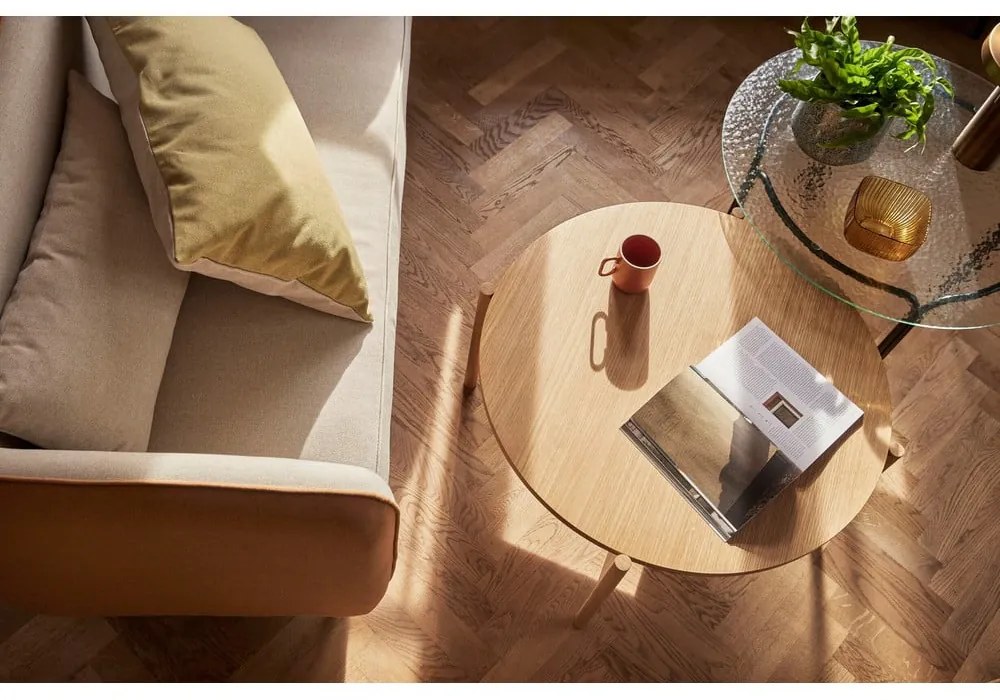 Tavolino rotondo nero con piano in vetro ø 80 cm Orbit - Hübsch