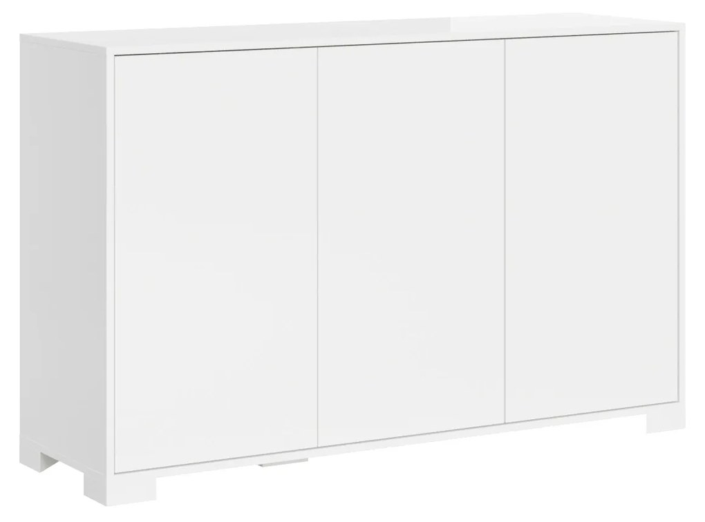 Madia e Porta TV Lumina con ante in bianco lucido e cashmere, Bianco Lucido / Madia 3 ante