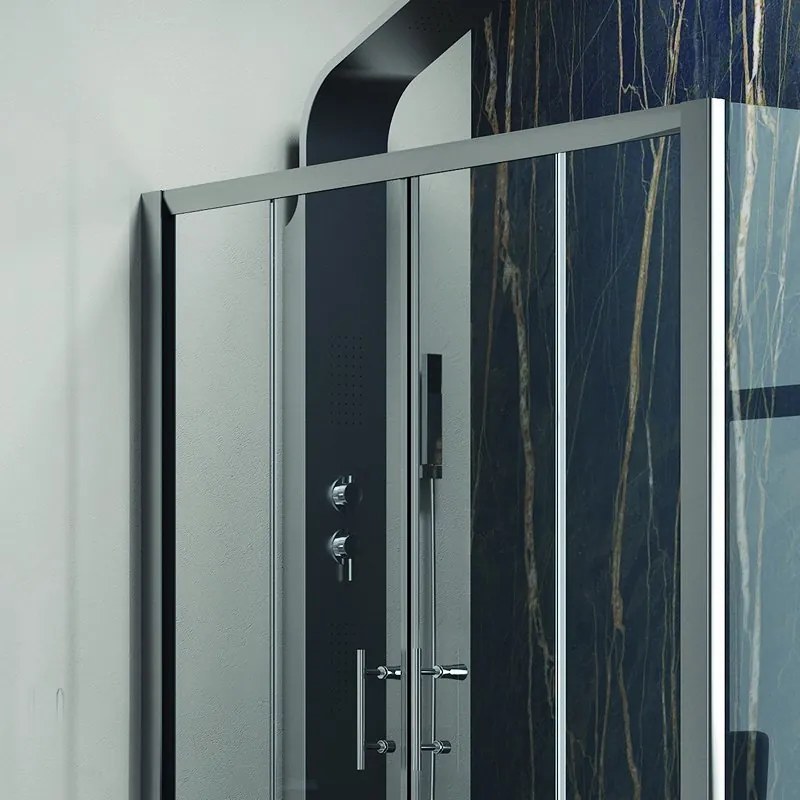 Kamalu - Box doccia angolare 160x70 cm laterale fisso 70cm profili cromo | KF6000S