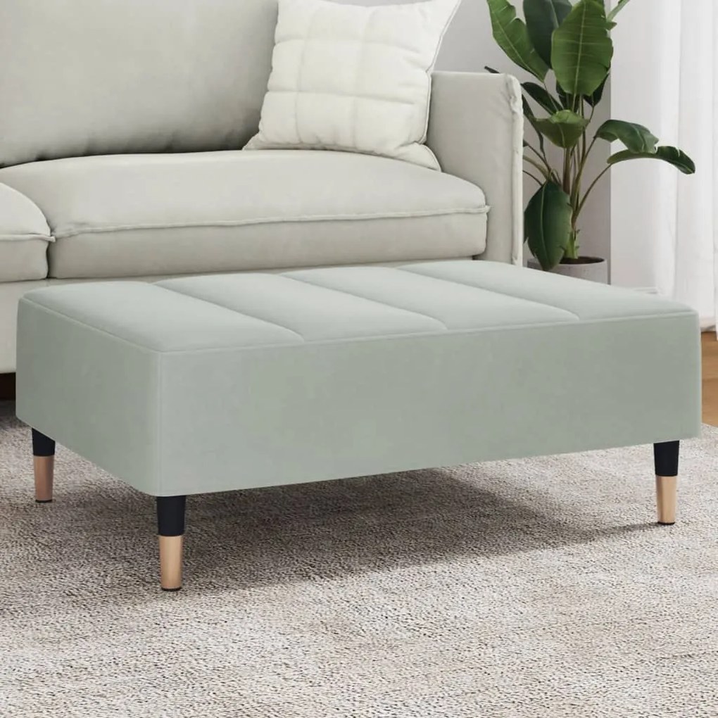 Poggiapiedi Grigio Chiaro 77x55x31 Cm İn Velluto /