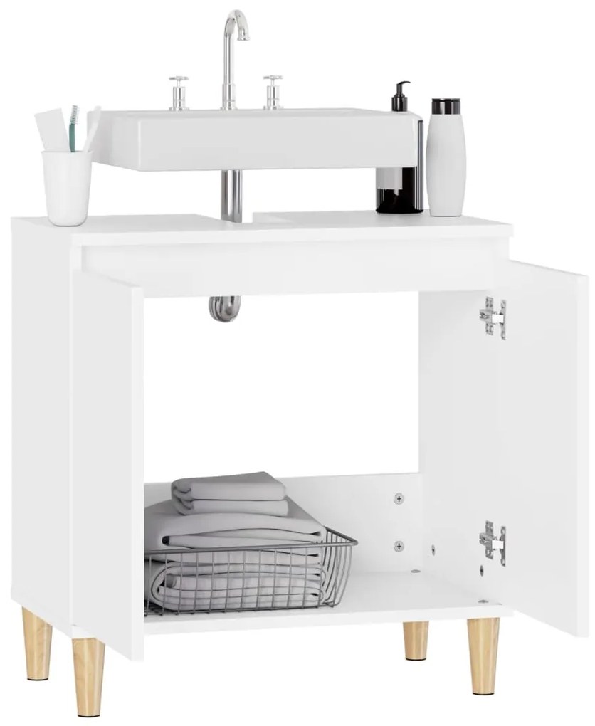 Mobile lavabo bianco 58x33x60 cm in legno multistrato