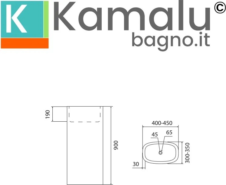 Lavabo da terra in pietra naturale grigia altezza 90 cm | - KAMALU