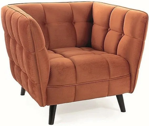 Poltrona Castello Velvet in velluto color cannella Bluvel 4215 e struttura in legno wenge – 92x85x78 cm