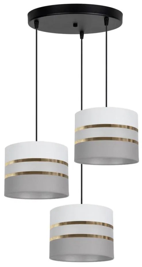 Lampadario su corda  CORAL 3xE27/60W/230V bianco/grigio