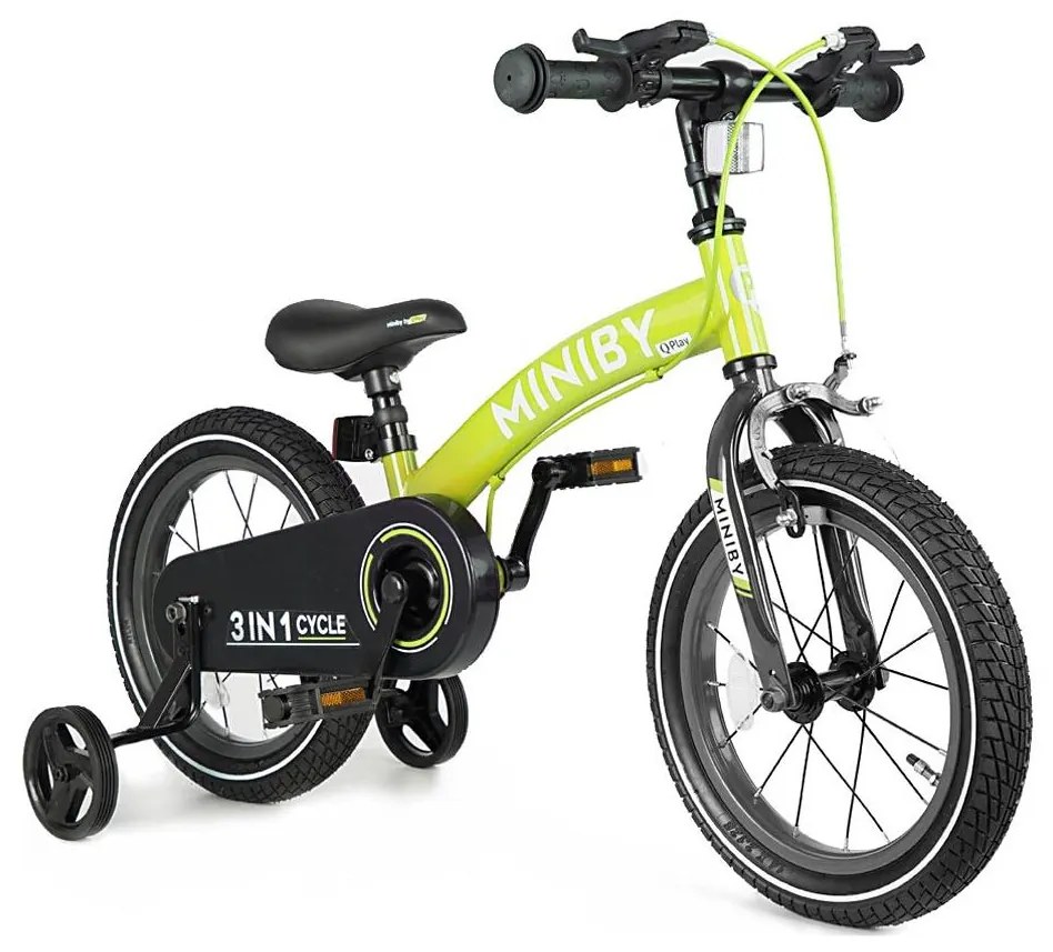 QPlay - Bicicletta bambini 14" MINIBY 3in1 verde