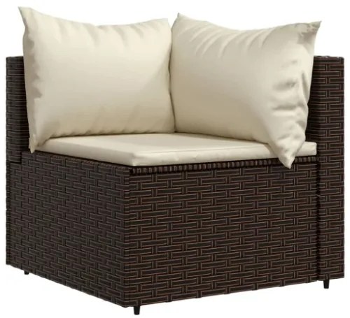 Set Mobili da Giardino 3 pz con Cuscini in Polyrattan Marrone