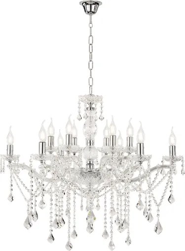 Lampadario a sospensione DAMASCO con decorazioni in cristallo D90 cm Cromo 12 Luci