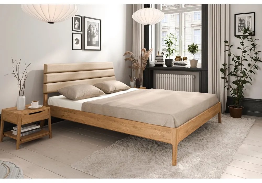 Letto matrimoniale in legno di quercia di colore naturale 200x200 cm Twig - The Beds