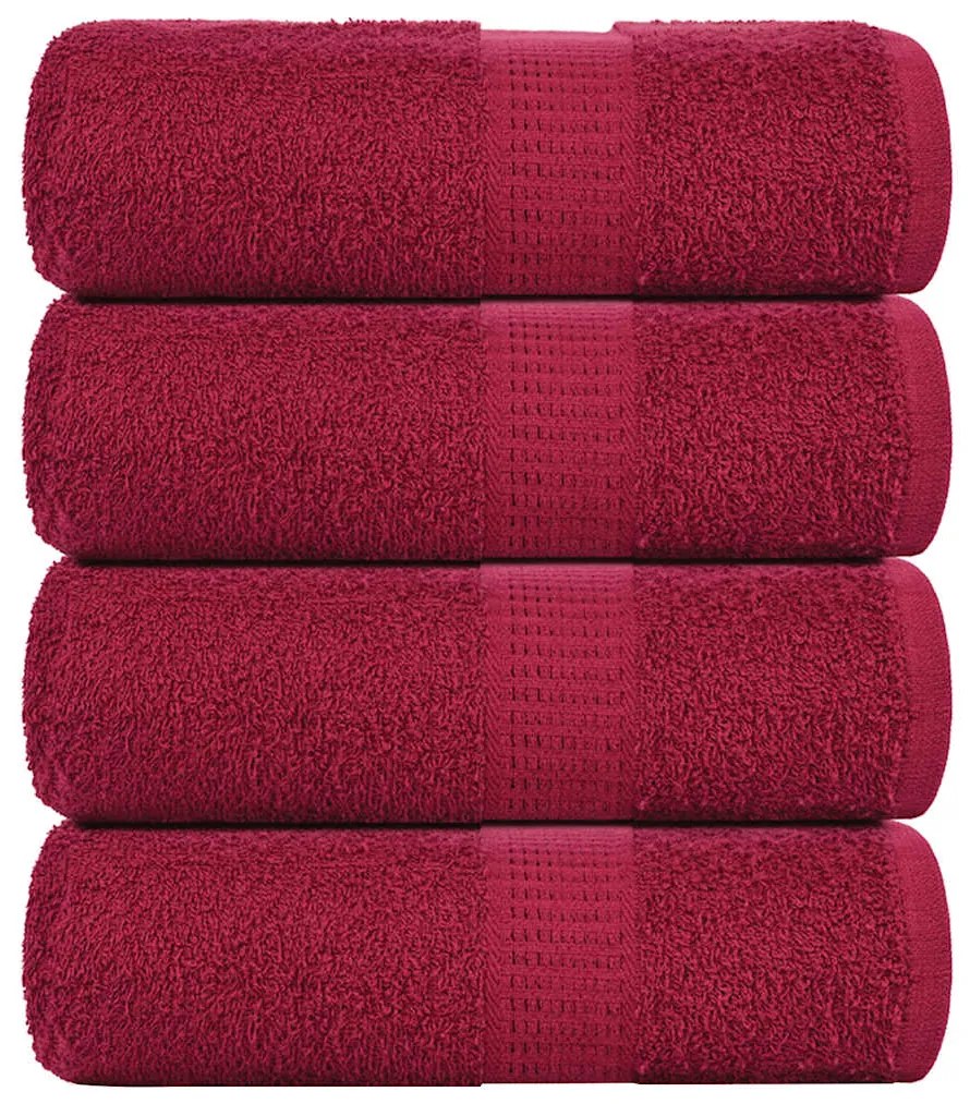 Asciugamani Ospiti 4 Pz Bordò 30x50 Cm 360 G/m² 100% Cotone /
