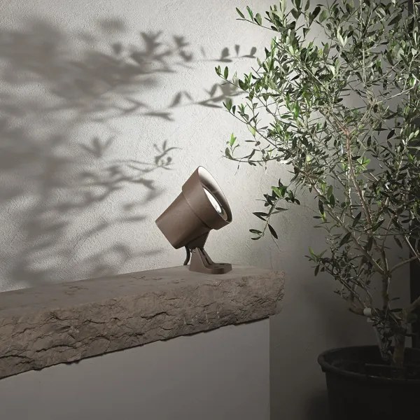 Lampada spot GURU 12x20 cm a pavimento per esterni in alluminio Marrone
